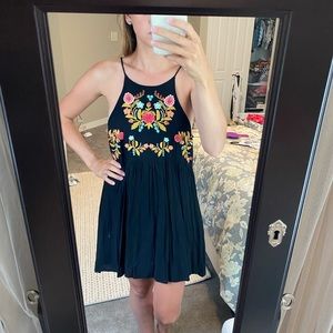 Black embroidered dress